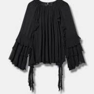 Black Torrid Long-Sleeve Ruffle Top Size 0